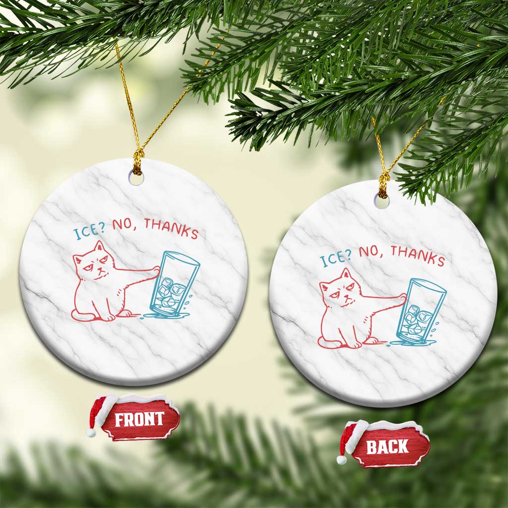 Funny Cat Anti ICE Political Protest Ceramic Ornament Ice? No Thanks TS14 1pc White Marble Print Your Wear