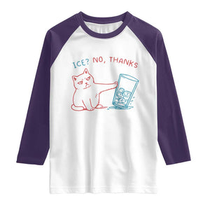 Funny Cat Anti ICE Political Protest Raglan Shirt Ice? No Thanks TS14 White Purple Print Your Wear