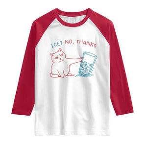 Funny Cat Anti ICE Political Protest Raglan Shirt Ice? No Thanks TS14 White Red Print Your Wear