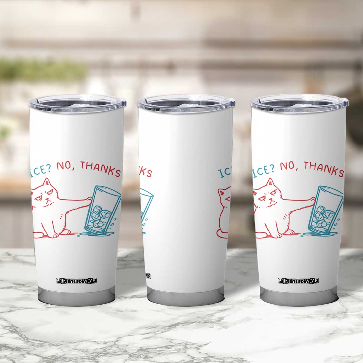Funny Cat Anti ICE Political Protest Tumbler Cup Ice? No Thanks TS14 Print Your Wear