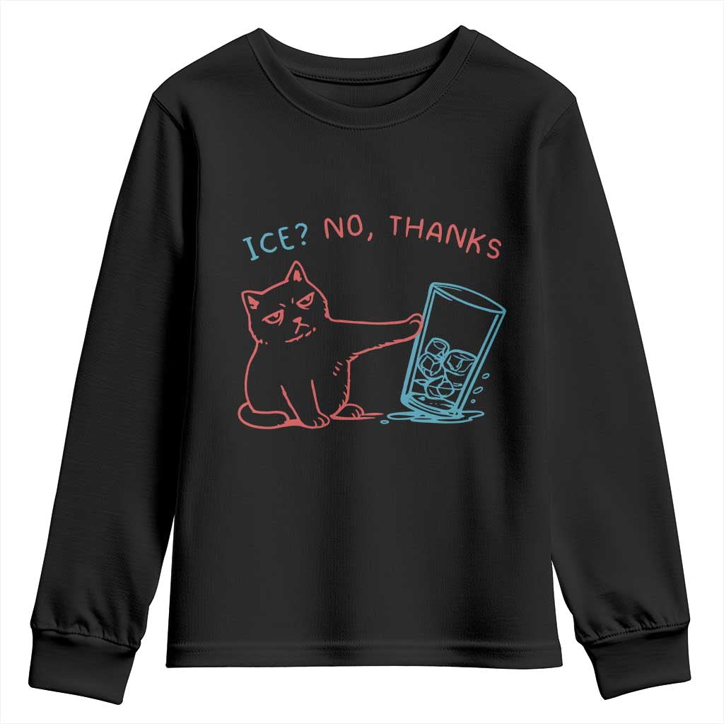 Funny Cat Anti ICE Political Protest Youth Sweatshirt Ice? No Thanks TS14 Black Print Your Wear