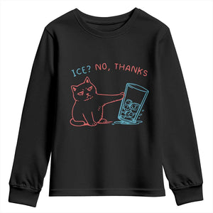 Funny Cat Anti ICE Political Protest Youth Sweatshirt Ice? No Thanks TS14 Black Print Your Wear