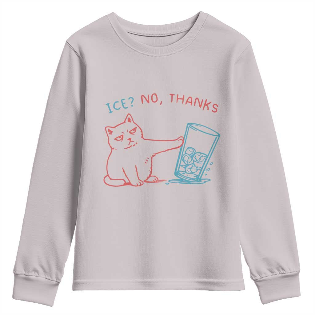 Funny Cat Anti ICE Political Protest Youth Sweatshirt Ice? No Thanks TS14 Ice Gray Print Your Wear