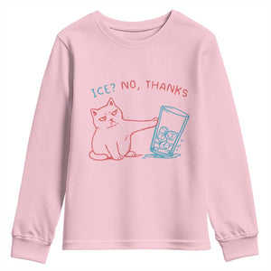 Funny Cat Anti ICE Political Protest Youth Sweatshirt Ice? No Thanks TS14 Light Pink Print Your Wear