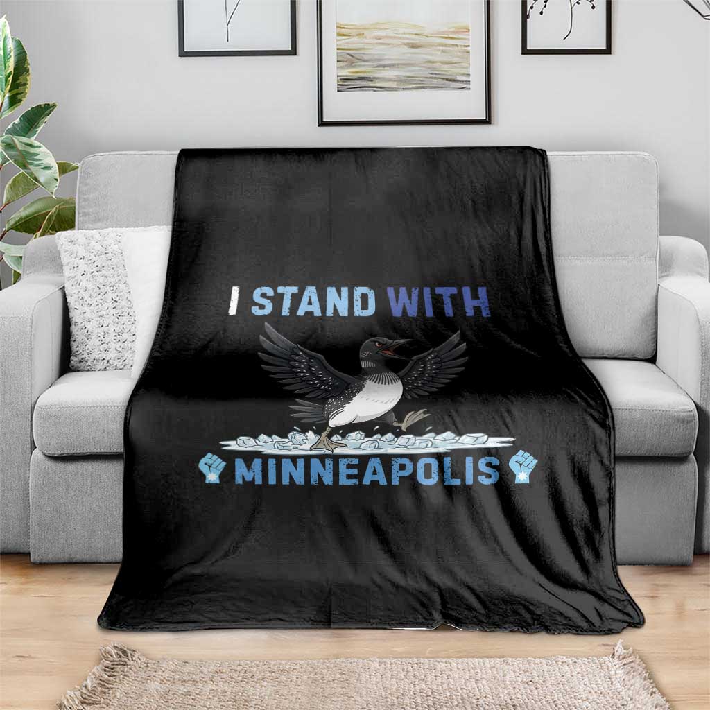 I Stand With Minneapolis Throw Blanket Loon Minnesota Resist Anti ICE Immigration Protest TS14 Print Your Wear