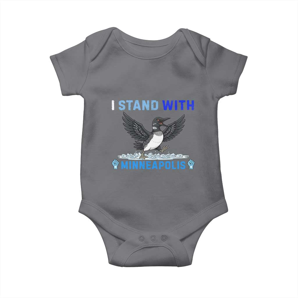 I Stand With Minneapolis Baby Onesie Loon Minnesota Resist Anti ICE Immigration Protest TS14 Charcoal Print Your Wear