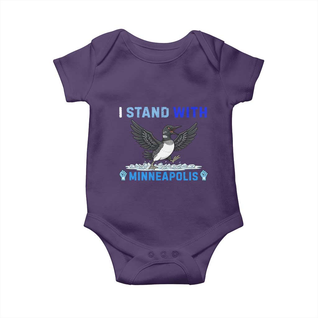 I Stand With Minneapolis Baby Onesie Loon Minnesota Resist Anti ICE Immigration Protest TS14 Purple Print Your Wear