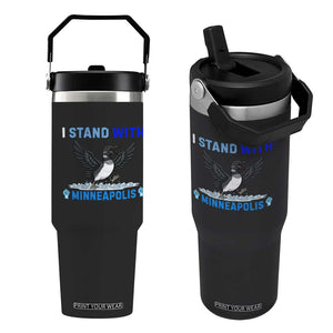 I Stand With Minneapolis Flip Straw Tumbler Loon Minnesota Resist Anti ICE Immigration Protest TS14 One Size: 30 oz Black Print Your Wear