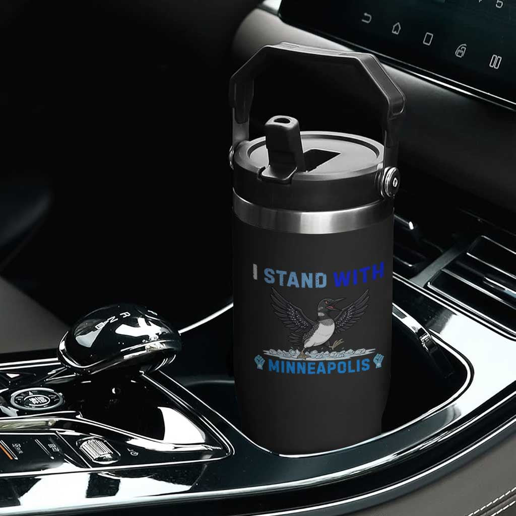 I Stand With Minneapolis Flip Straw Tumbler Loon Minnesota Resist Anti ICE Immigration Protest TS14 Print Your Wear