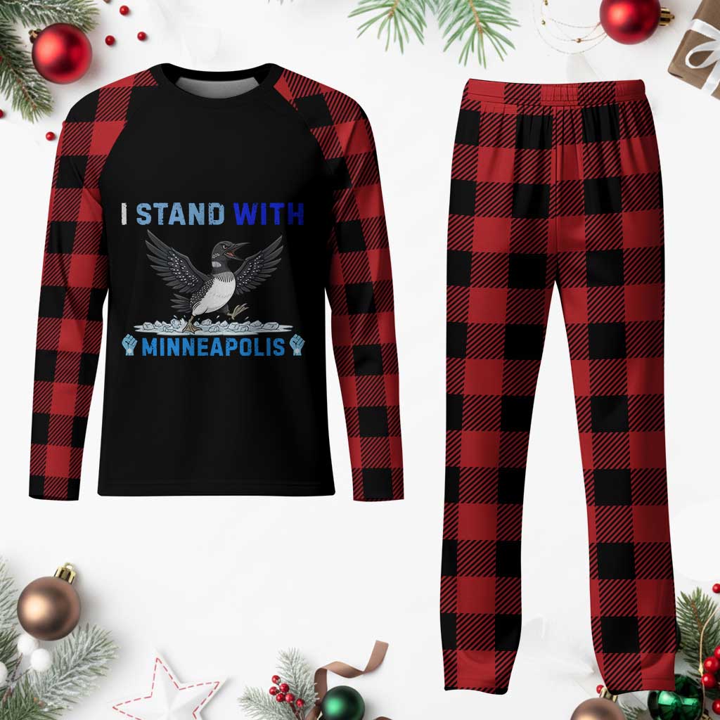I Stand With Minneapolis Plaid Pajama Set Loon Minnesota Resist Anti ICE Immigration Protest TS14 Buffalo Plaid Print Your Wear