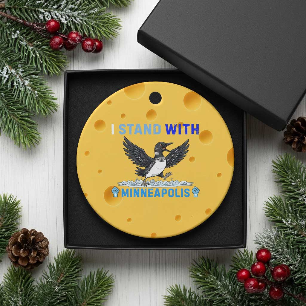 I Stand With Minneapolis Ceramic Ornament Loon Minnesota Resist Anti ICE Immigration Protest TS14 1pc Yellow Cheese Print Your Wear