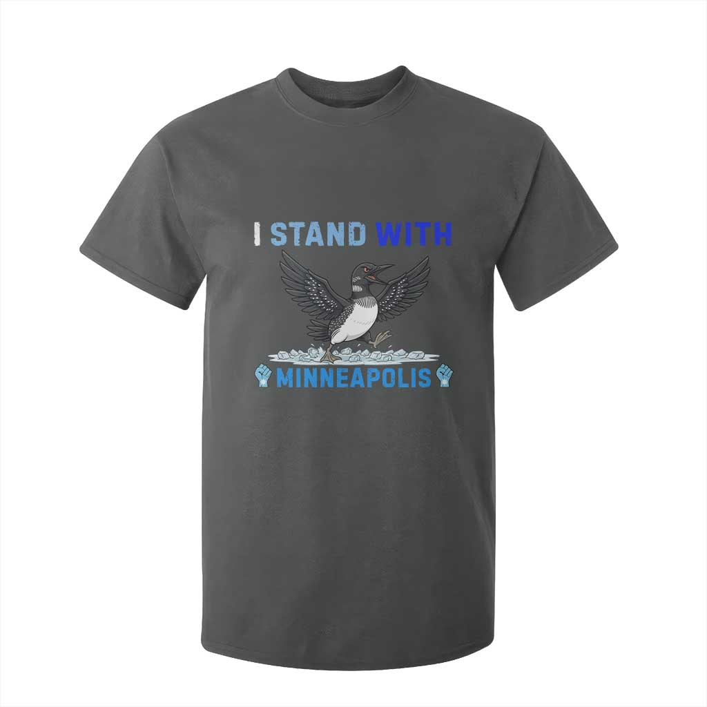 I Stand With Minneapolis T Shirt For Kid Loon Minnesota Resist Anti ICE Immigration Protest TS14 Dark Heather Print Your Wear