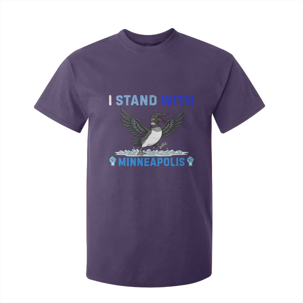 I Stand With Minneapolis T Shirt For Kid Loon Minnesota Resist Anti ICE Immigration Protest TS14 Purple Print Your Wear