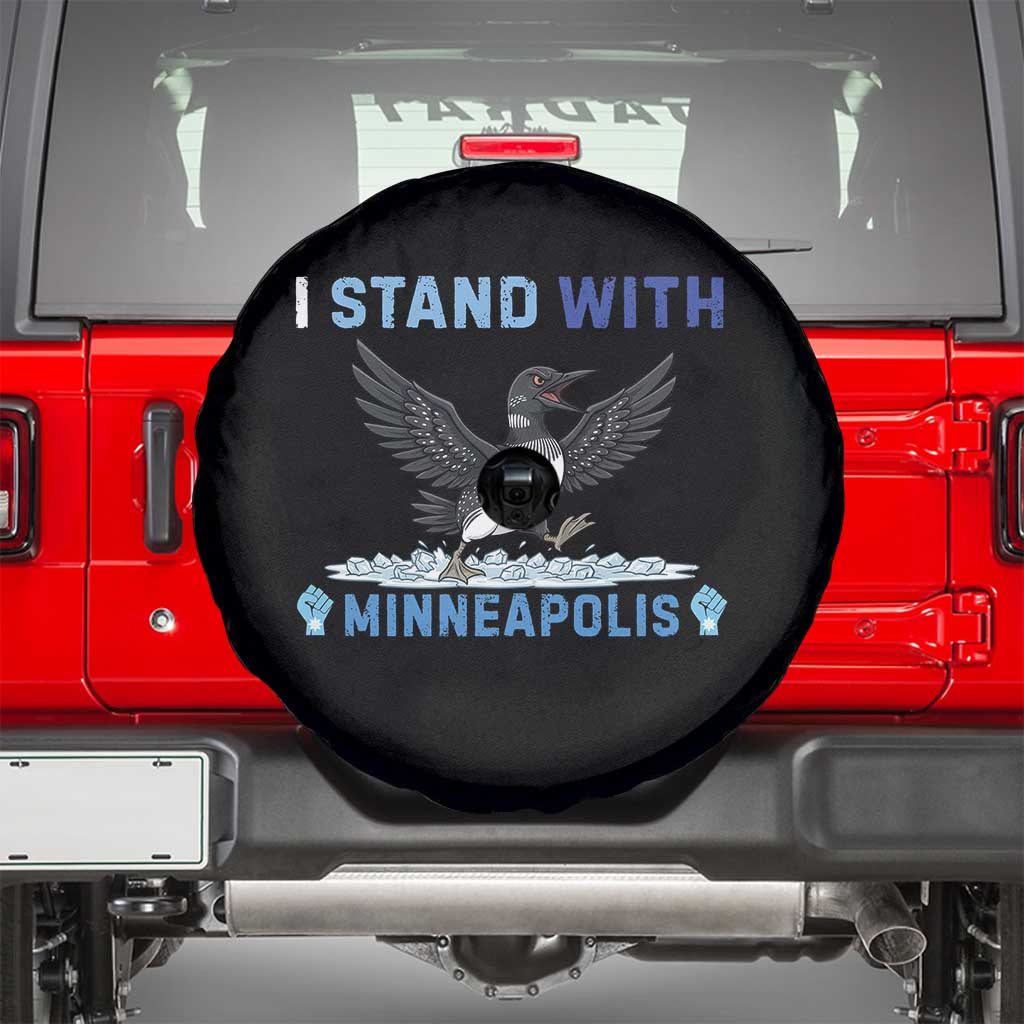 I Stand With Minneapolis Spare Tire Cover Loon Minnesota Resist Anti ICE Immigration Protest TS14 Black Print Your Wear