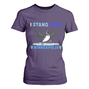 I Stand With Minneapolis T Shirt For Women Loon Minnesota Resist Anti ICE Immigration Protest TS14 Purple Print Your Wear