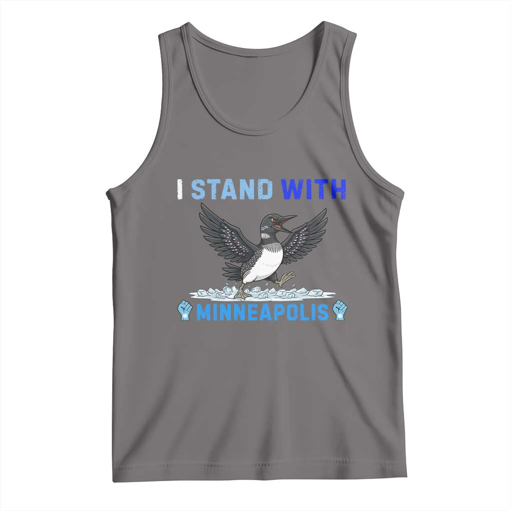 I Stand With Minneapolis Tank Top Loon Minnesota Resist Anti ICE Immigration Protest TS14 Deep Heather Print Your Wear