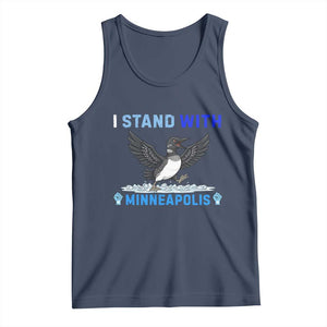 I Stand With Minneapolis Tank Top Loon Minnesota Resist Anti ICE Immigration Protest TS14 Navy Print Your Wear