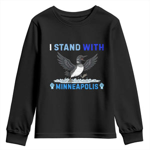I Stand With Minneapolis Youth Sweatshirt Loon Minnesota Resist Anti ICE Immigration Protest TS14 Black Print Your Wear