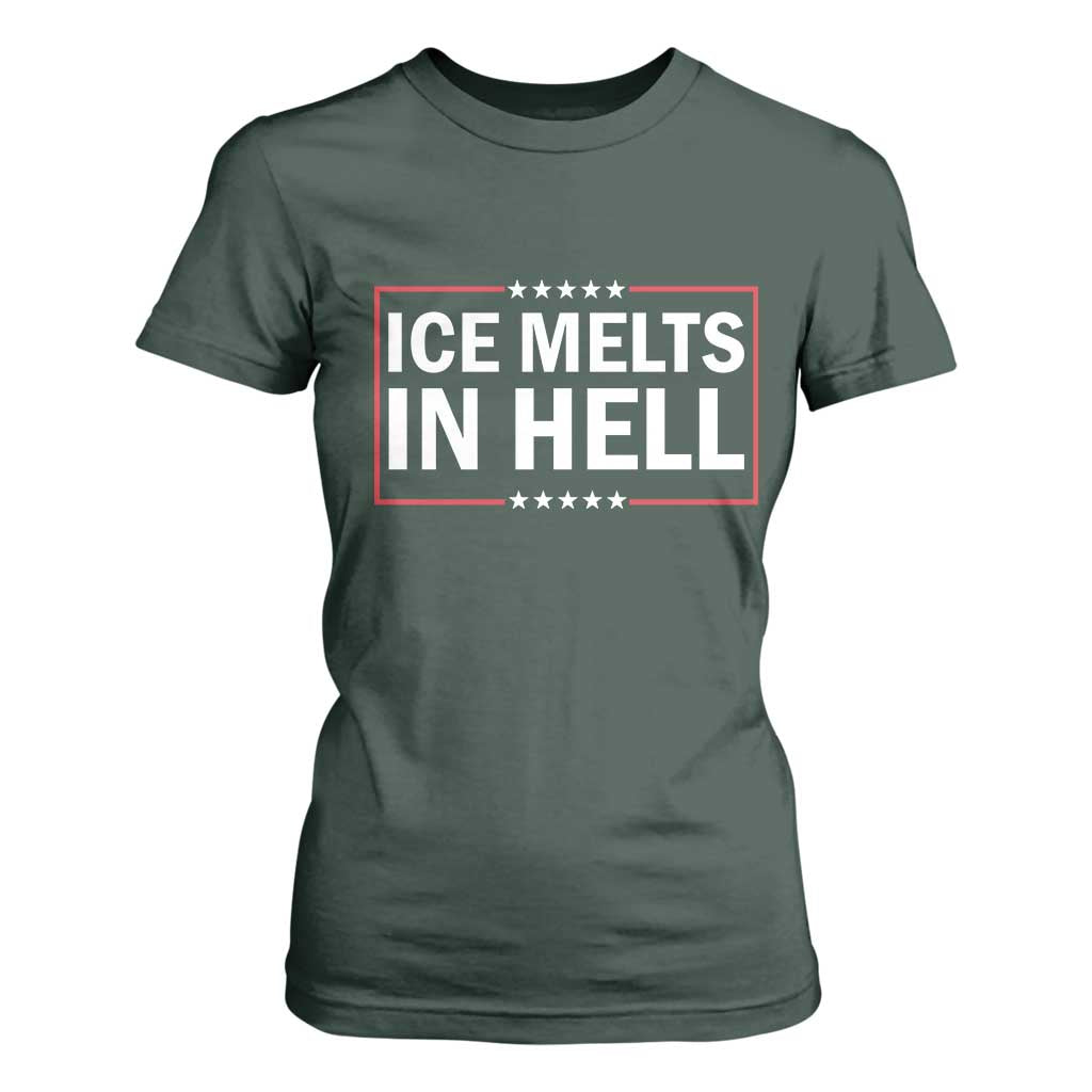 Ice Melts In Hell T Shirt For Women Immigrant Rights Activist Statement Protest Quote TS14 Dark Forest Green Print Your Wear