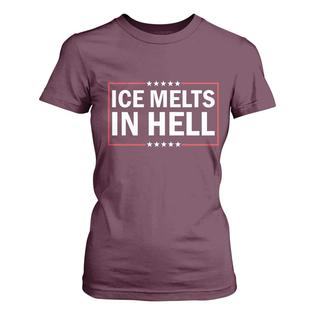 Ice Melts In Hell T Shirt For Women Immigrant Rights Activist Statement Protest Quote TS14 Maroon Print Your Wear