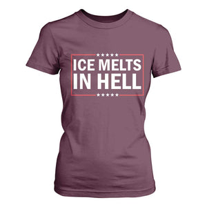 Ice Melts In Hell T Shirt For Women Immigrant Rights Activist Statement Protest Quote TS14 Maroon Print Your Wear