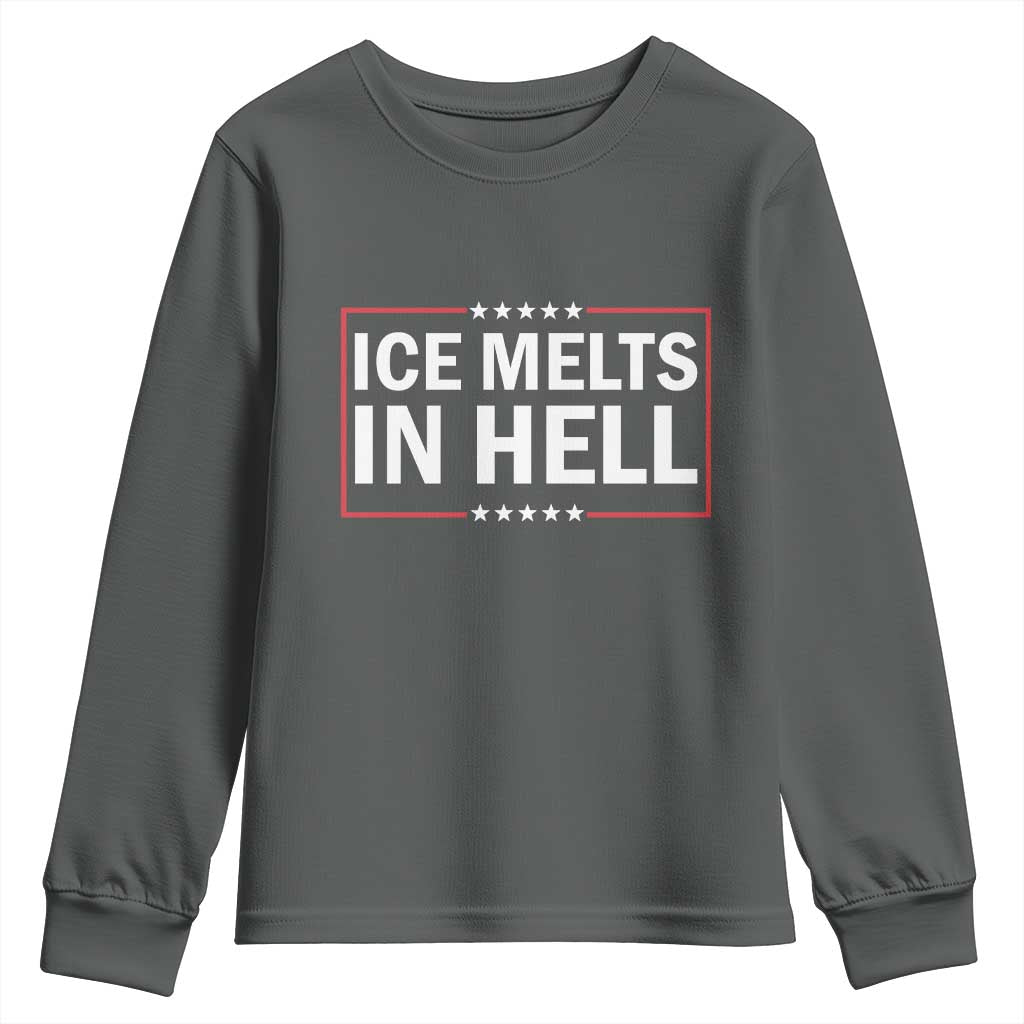 Ice Melts In Hell Youth Sweatshirt Immigrant Rights Activist Statement Protest Quote TS14 Dark Heather Print Your Wear