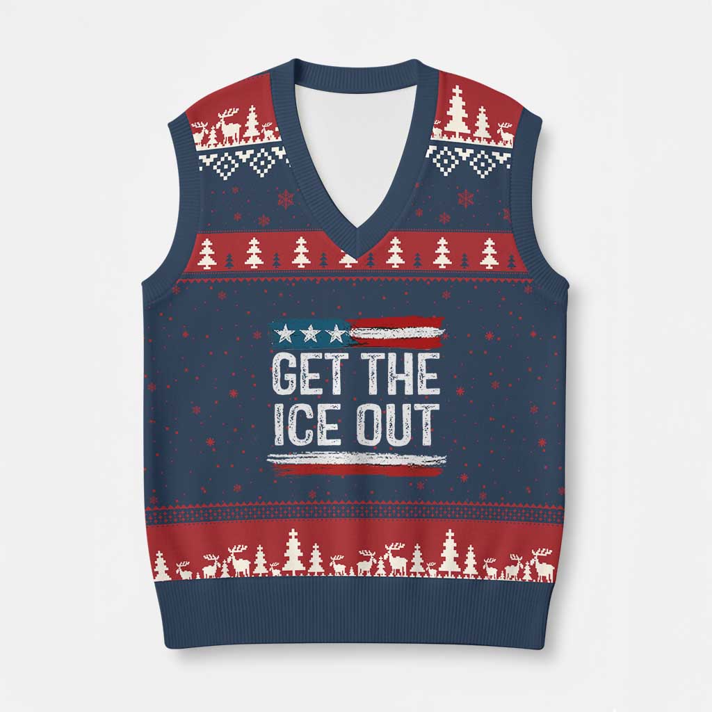 Anti ICE Immigration Protest Human Rights V-Neck Knit Sweater Vest TS14 Navy Red Print Your Wear
