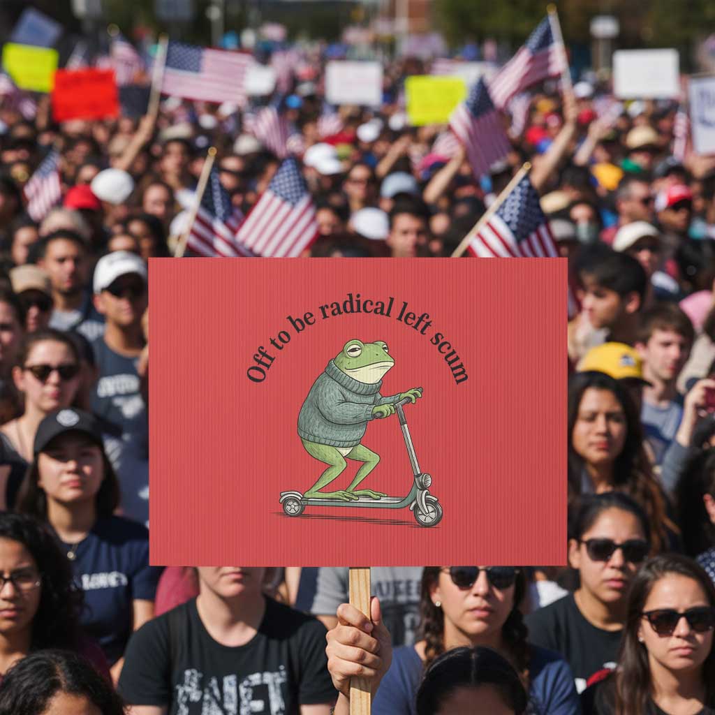 Funny Frog Anti ICE Political Protest Protest Sign Off To Be Radical Left Scum TS14 Horizontal 18