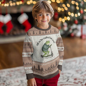 Funny Frog Anti ICE Political Protest Ugly Christmas Sweater Off To Be Radical Left Scum TS14 Mocha Mousse Print Your Wear