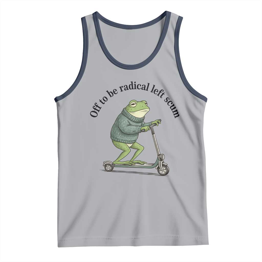 Funny Frog Anti ICE Political Protest Tank Top Off To Be Radical Left Scum TS14 Athletic Heather Navy Print Your Wear