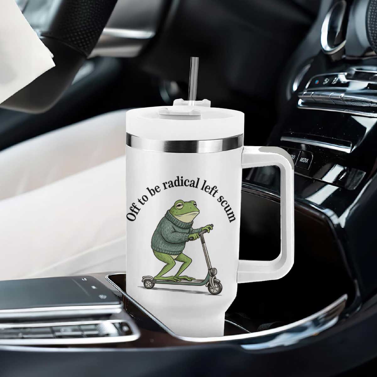 Funny Frog Anti ICE Political Protest Tumbler With Handle Off To Be Radical Left Scum TS14 Print Your Wear