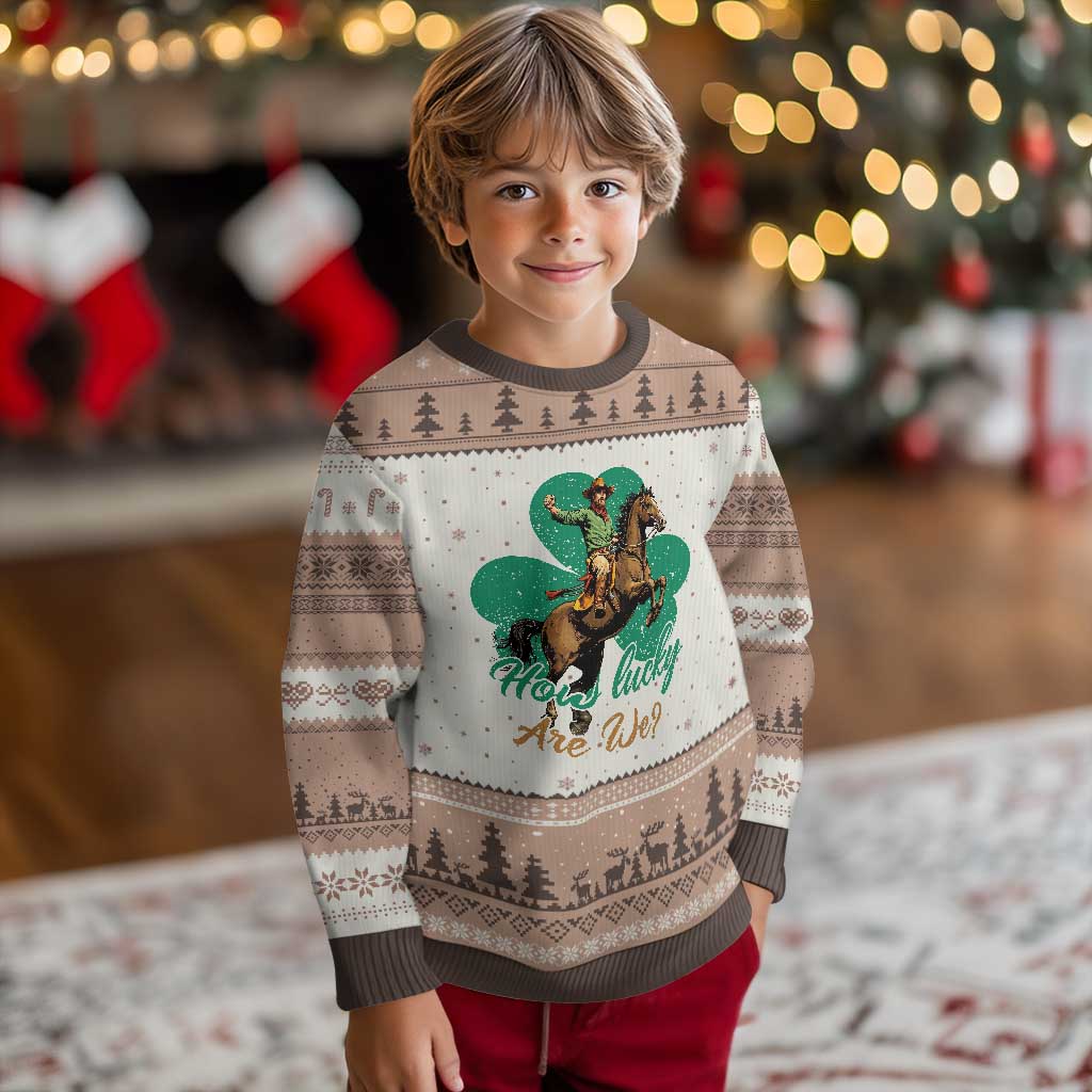 How Lucky Are We Ugly Christmas Sweater Cowboy Western Irish St Patrick's Day TS14 Mocha Mousse Print Your Wear