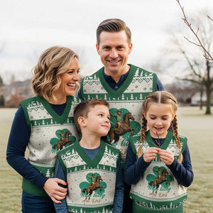 How Lucky Are We V-Neck Knit Sweater Vest Cowboy Western Irish St Patrick's Day TS14 Beige Green Print Your Wear