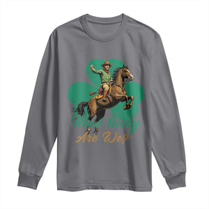 How Lucky Are We Long Sleeve Shirt Cowboy Western Irish St Patrick's Day TS14 Charcoal Print Your Wear