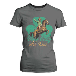 How Lucky Are We T Shirt For Women Cowboy Western Irish St Patrick's Day TS14 Dark Heather Print Your Wear