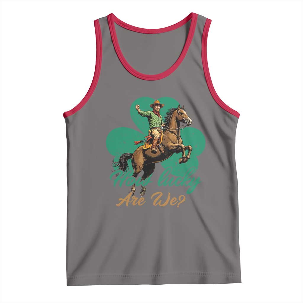 How Lucky Are We Tank Top Cowboy Western Irish St Patrick's Day TS14 Deep Heather Red Print Your Wear