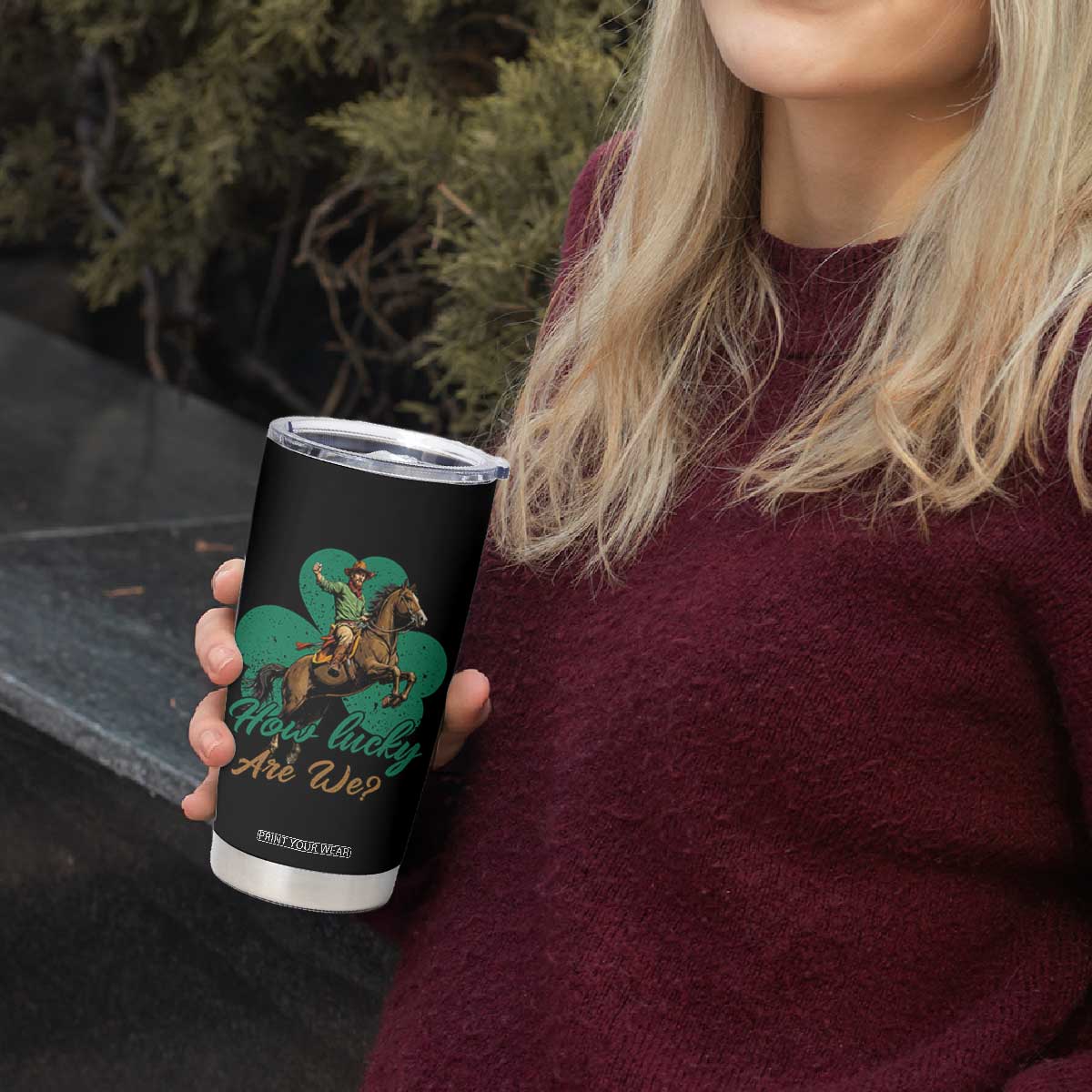 How Lucky Are We Tumbler Cup Cowboy Western Irish St Patrick's Day TS14 Print Your Wear