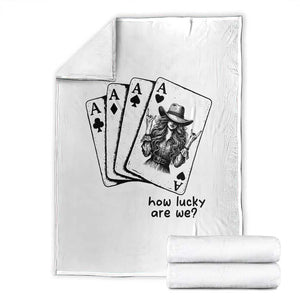 How Lucky Are We Throw Blanket Funny Western Cowgirl Rodeo Playing Card TS14 White Print Your Wear