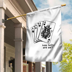 How Lucky Are We Garden Flag Funny Western Cowgirl Rodeo Playing Card TS14 Print Your Wear