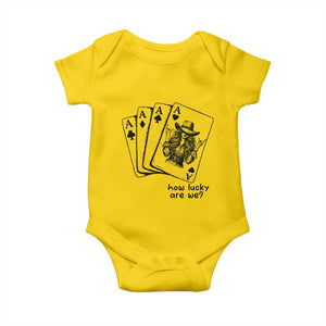 How Lucky Are We Baby Onesie Funny Western Cowgirl Rodeo Playing Card TS14 Daisy Print Your Wear