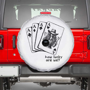 How Lucky Are We Spare Tire Cover Funny Western Cowgirl Rodeo Playing Card TS14 White Print Your Wear