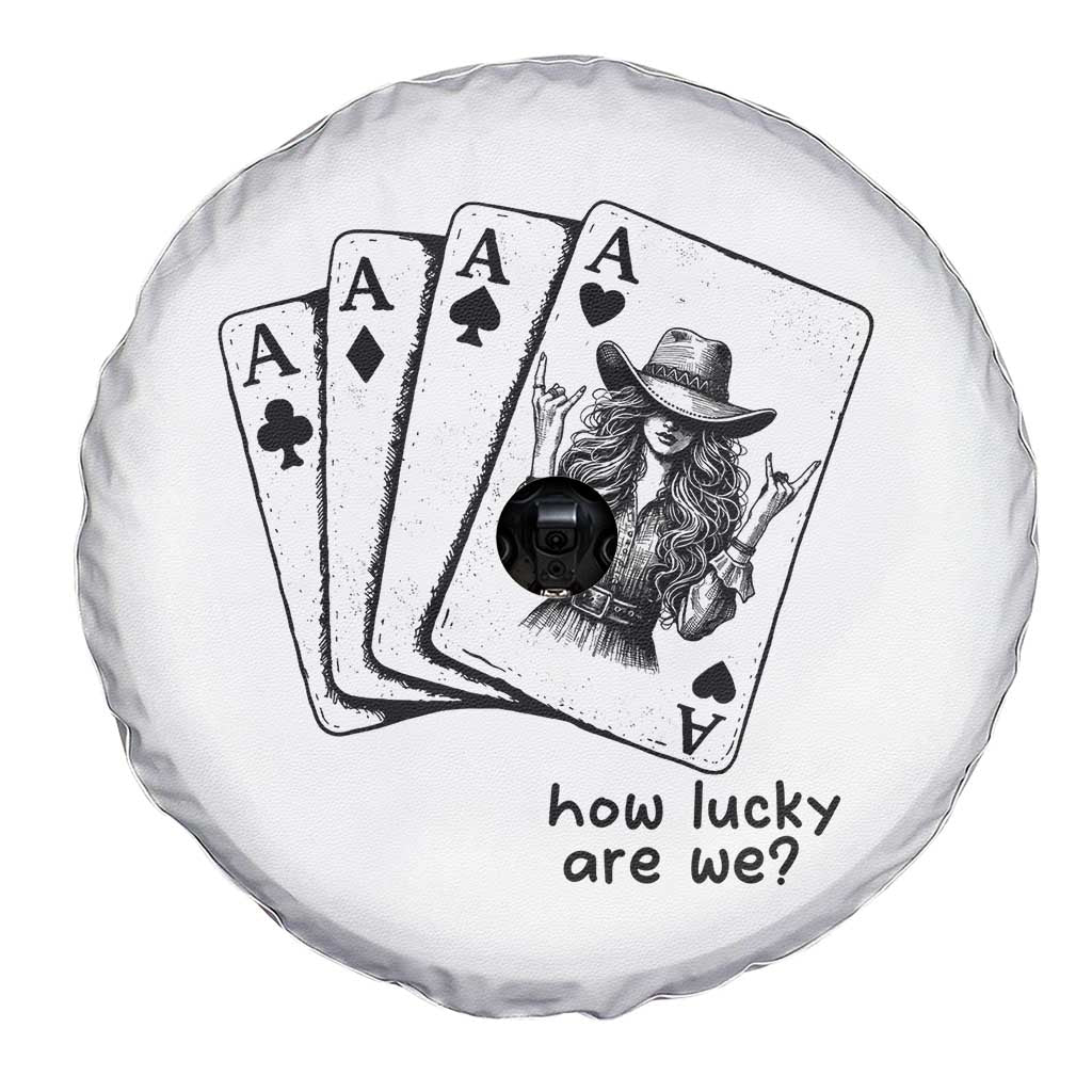 How Lucky Are We Spare Tire Cover Funny Western Cowgirl Rodeo Playing Card TS14 Print Your Wear
