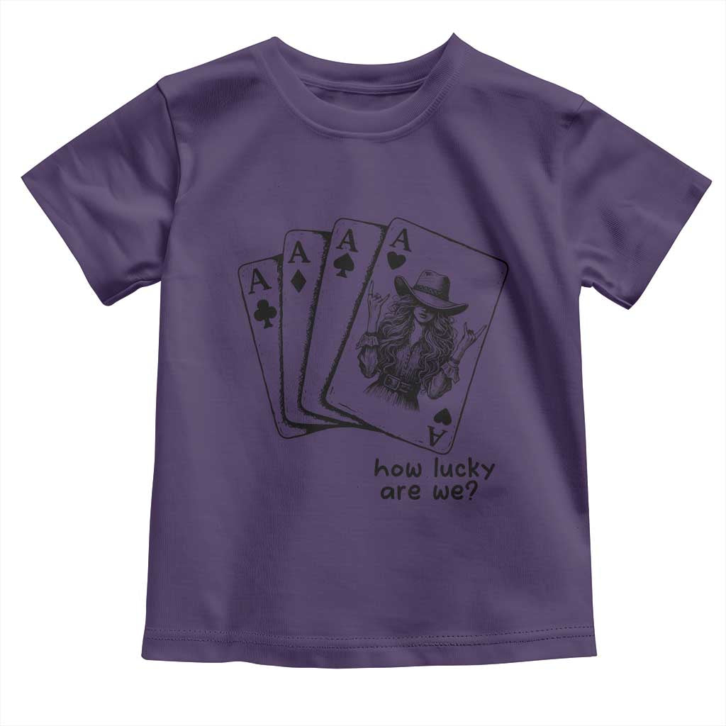 How Lucky Are We Toddler T Shirt Funny Western Cowgirl Rodeo Playing Card TS14 Purple Print Your Wear
