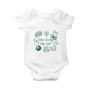 How Lucky Are We Baby Onesie Irish Shamrock Horseshoe St Patricks Day TS14 White Print Your Wear