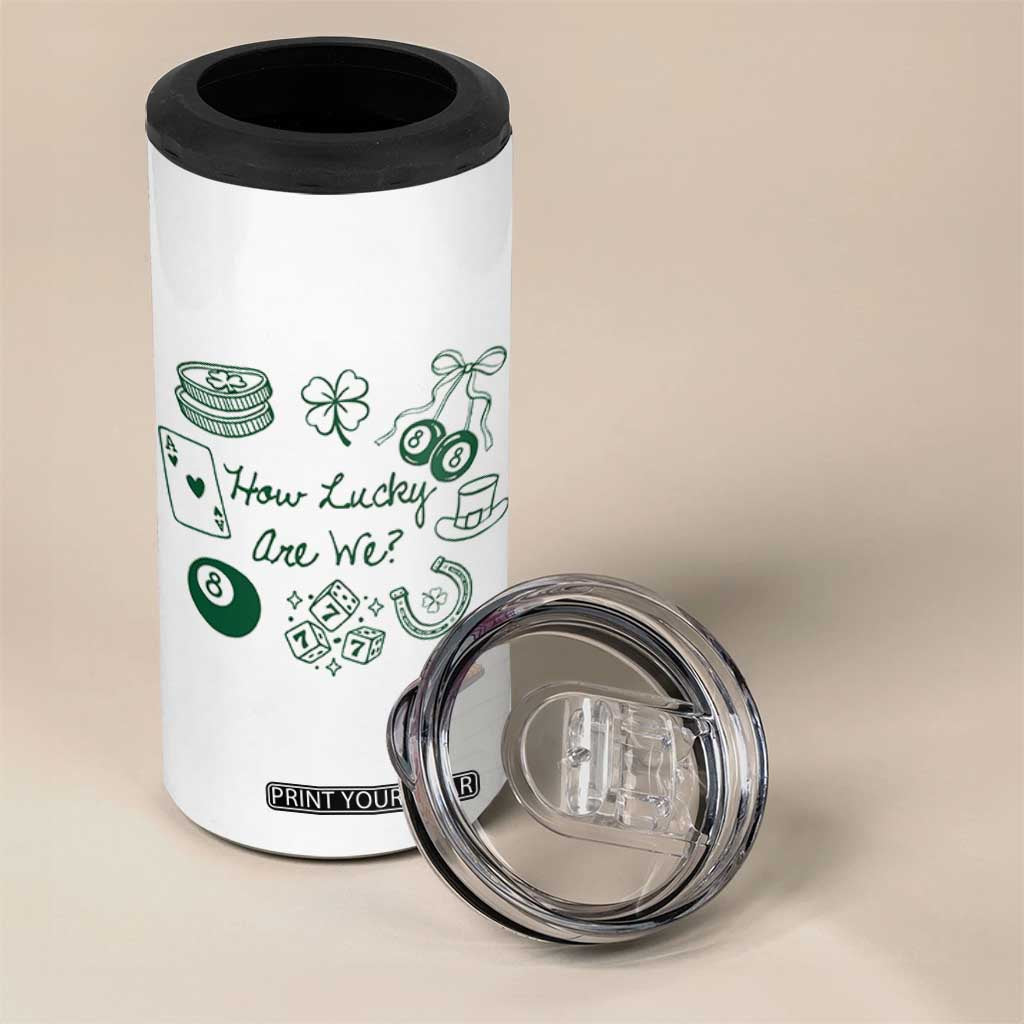 How Lucky Are We 4 in 1 Can Cooler Tumbler Irish Shamrock Horseshoe St Patricks Day TS14 Print Your Wear