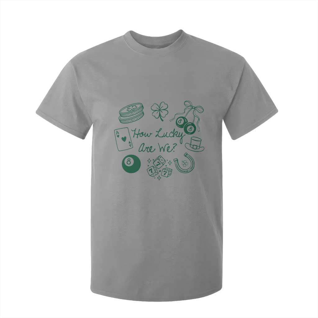 How Lucky Are We T Shirt For Kid Irish Shamrock Horseshoe St Patricks Day TS14 Sport Gray Print Your Wear