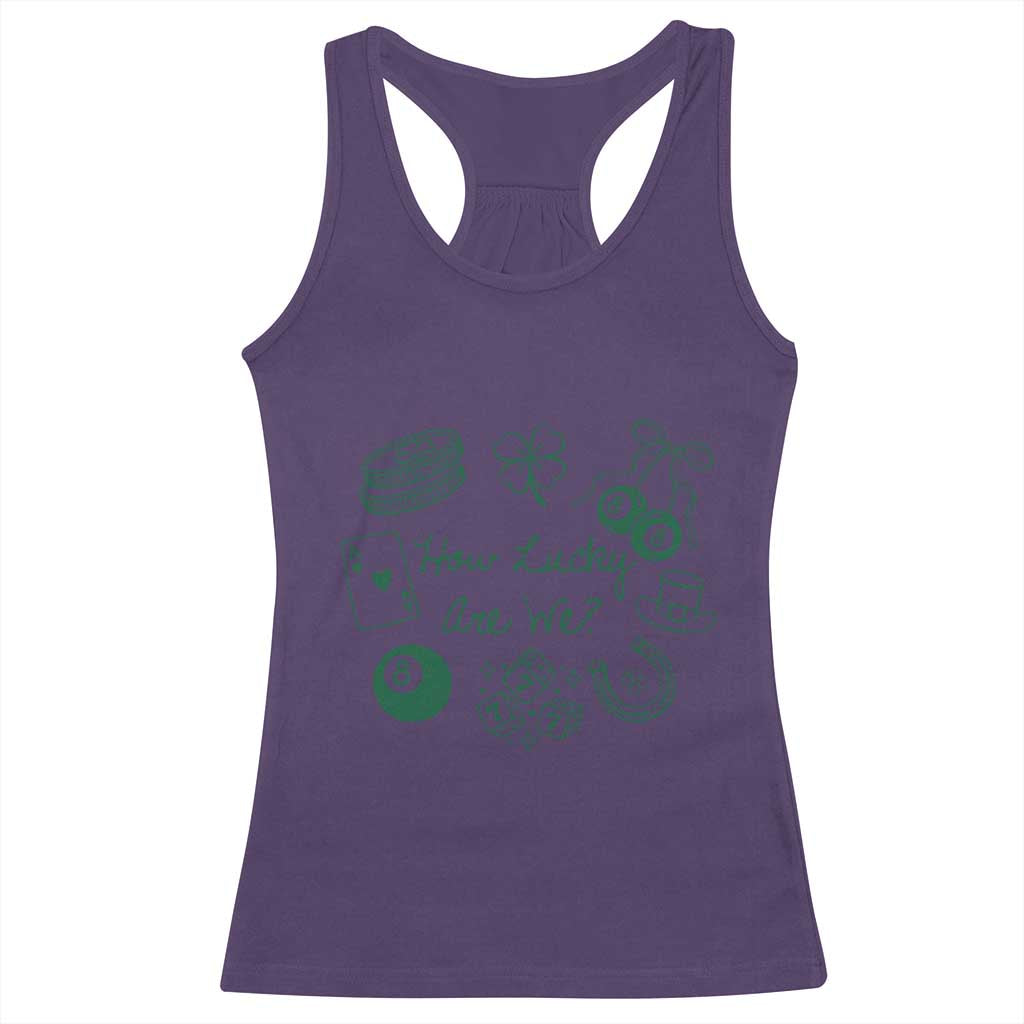 How Lucky Are We Racerback Tank Top Irish Shamrock Horseshoe St Patricks Day TS14 Purple Print Your Wear