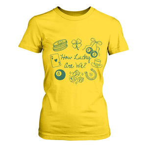 How Lucky Are We T Shirt For Women Irish Shamrock Horseshoe St Patricks Day TS14 Daisy Print Your Wear