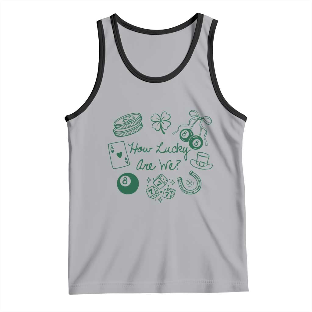 How Lucky Are We Tank Top Irish Shamrock Horseshoe St Patricks Day TS14 Athletic Heather Black Print Your Wear