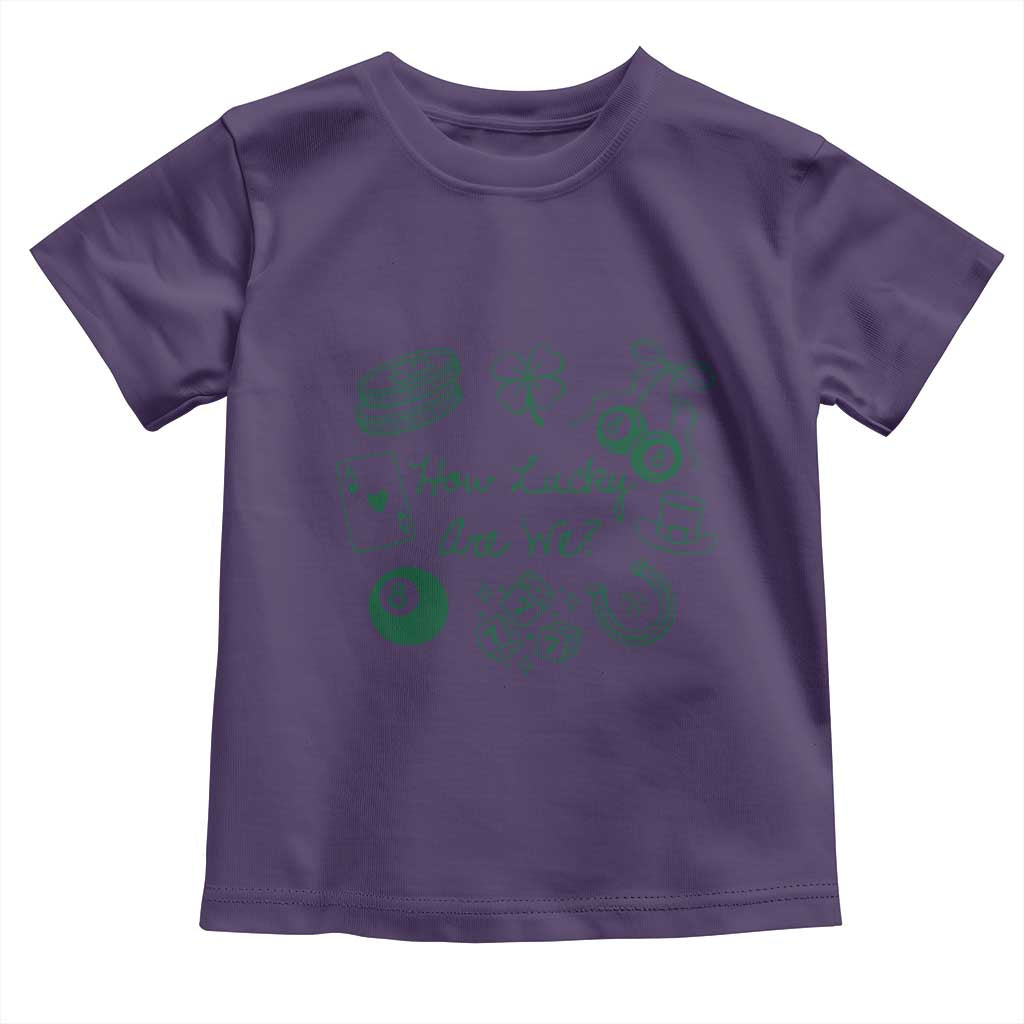 How Lucky Are We Toddler T Shirt Irish Shamrock Horseshoe St Patricks Day TS14 Purple Print Your Wear
